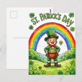 Leprechaun Gnome St. Patrick's Day Shamrock Postkarte (Vorne/Hinten)