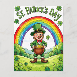 Leprechaun Gnome St. Patrick's Day Shamrock Postkarte