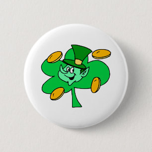 Leprechaun Gold Coins Button