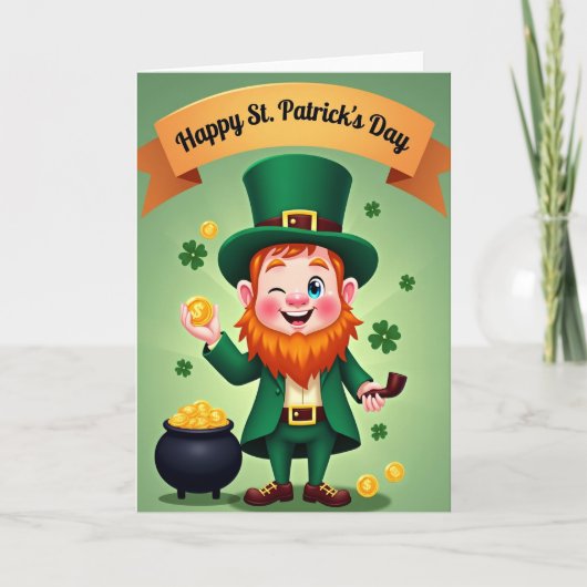 Leprechaun Gold Coins Scene Card Karte (Vorderseite)
