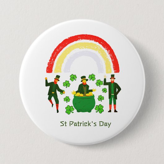 Leprechaun Gold Kleeblatt Rainbow St Patrick's Day Button (Vorderseite)
