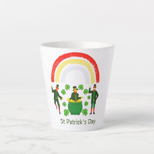 Leprechaun Gold Pot Rainbow St Patrick's Day Milchtasse (Vorderseite)