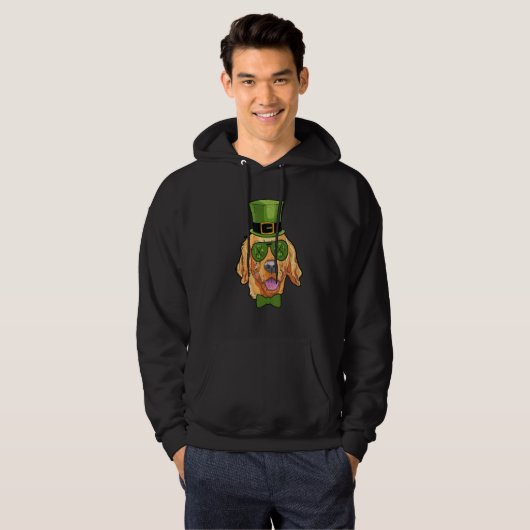 Leprechaun Golden Retriever Clover St Patricks Day Hoodie (Vorne ganz)