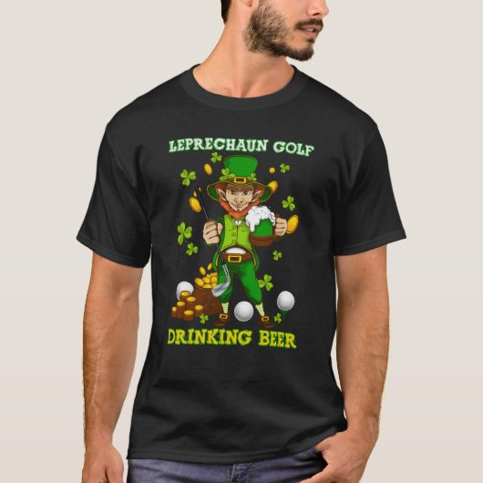 Leprechaun Golf Drinking Beer Saint Patricks Day M T-Shirt (Vorderseite)