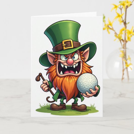 Leprechaun Golf Fun Card Karte (Gelbe Blume)