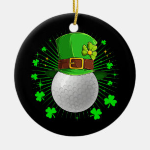 Leprechaun Golfball St. Patrick's Day Tee Keramik Ornament