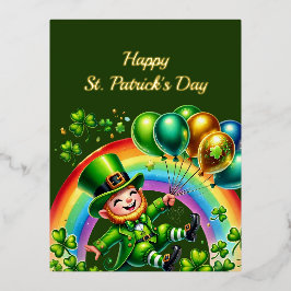 Leprechaun Green Coins Rainbow St Patricks Day Folien Feiertagspostkarte
