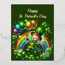 Leprechaun Green Kleeblatts Rainbow St Patricks Da Folien Feiertagspostkarte
