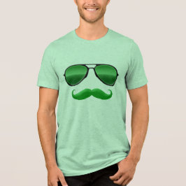 Leprechaun Green Sunglasses Cool St Patricks Day Tri-Blend Shirt
