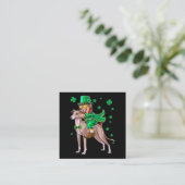 Leprechaun Greyhound Kleeblatt St Patricks Quadratische Visitenkarte (Stehend Vorderseite)