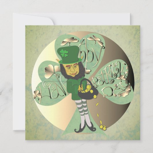 Leprechaun "Happy St. Patrick's Day" Dankeskarte (Vorderseite)