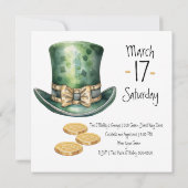Leprechaun Hat and Pot O Clover St Patrick's Day Einladung (Rückseite)