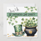 Leprechaun Hat and Pot O Clover St Patrick's Day Einladung (Vorderseite)