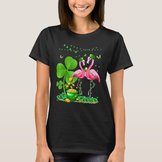 Leprechaun Hat Flamingo Shamrock St Patricks Day B T-Shirt (Vorderseite)