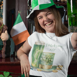 Leprechaun Hat mit Grünem Bier am St. Patrick's Da T-Shirt