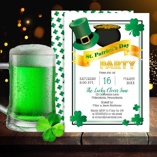 Leprechaun Hat |Pot of Gold St Patrick's Day Party Einladung