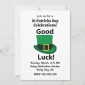 Leprechaun Hat Viel Glück St Patricks Day Einladung (Vorderseite)