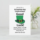 Leprechaun Hat Viel Glück St Patricks Day Einladung (Stehend Vorderseite)