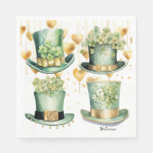 Leprechaun Hats and Gold Hearts for St Paddy's Day Serviette (Vorderseite)