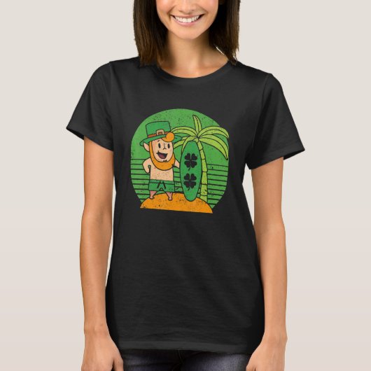 Leprechaun Hawaiian Surfing St Patricks Day Hawaii T-Shirt (Vorderseite)