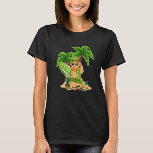 Leprechaun Hawaiian Surfing St Patricks Day Hawaii T-Shirt (Vorderseite)