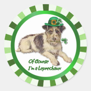 Leprechaun-Hund Runder Aufkleber