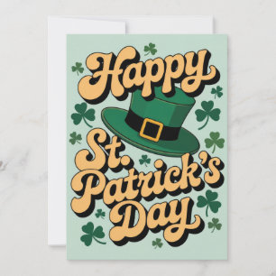 Leprechaun-Hut & Kleeblätter Frohen St. Patrick's Einladung