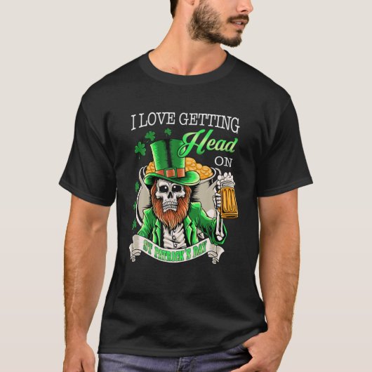 Leprechaun I Liebe Kopf auf Beer St Patrick T-Shirt (Vorderseite)