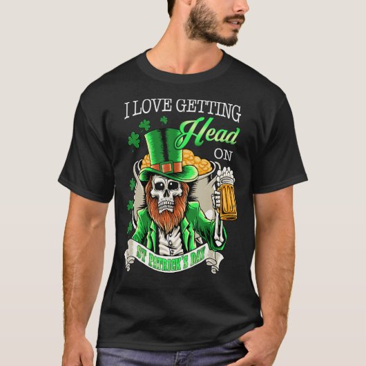 Leprechaun I Liebe Kopf auf Beer St Patrick T-Shirt (Vorderseite)