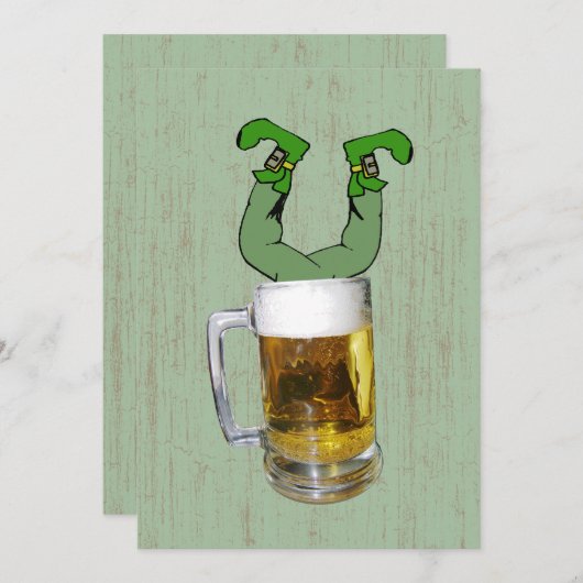 Leprechaun im Bier-Party Einladung (Vorne/Hinten)