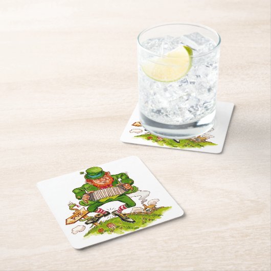 Leprechaun in Green, Happy Saint Patrick's Day Rechteckiger Pappuntersetzer (Vor Ort)