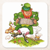Leprechaun in Green, Happy Saint Patrick's Day Rechteckiger Pappuntersetzer (Vorderseite)