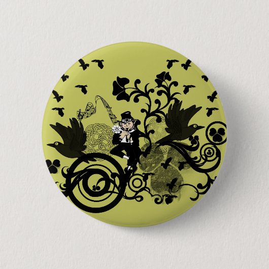 Leprechaun in Schwarz Button (Vorderseite)