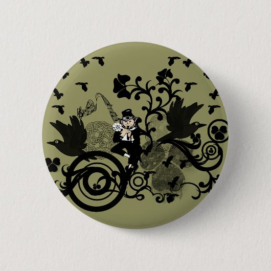Leprechaun in Schwarz Button (Vorderseite)
