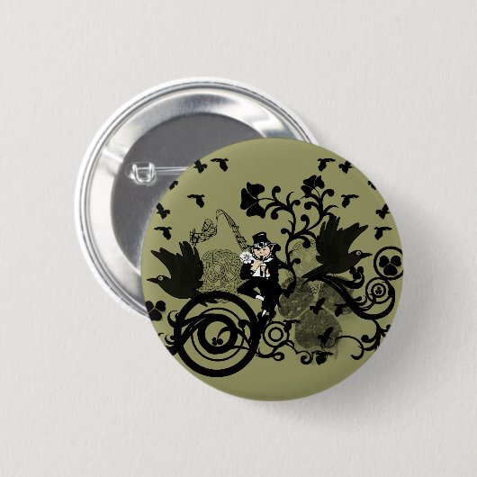 Leprechaun in Schwarz Button (Vorne & Hinten)