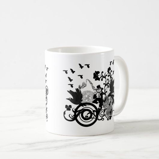 Leprechaun in Schwarz Kaffeetasse (VorderseiteRechts)