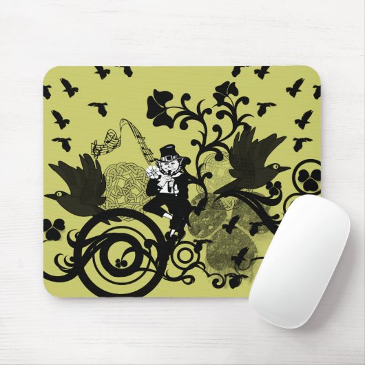 Leprechaun in Schwarz Mousepad (Mit Mouse)