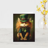 Leprechaun Irish Cat Illustration Grußkarte Karte (Gelbe Blume)