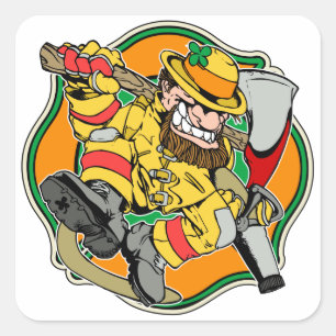Leprechaun Irish Firefighter Quadratischer Aufkleber