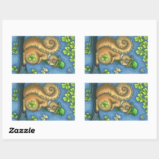 LEPRECHAUN IRISH SQUIRREL, GLÜCK-STICKERS RECHTECKIGER AUFKLEBER (Blatt)