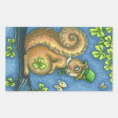 LEPRECHAUN IRISH SQUIRREL, GLÜCK-STICKERS RECHTECKIGER AUFKLEBER (Vorderseite)
