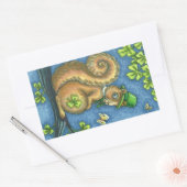 LEPRECHAUN IRISH SQUIRREL, GLÜCK-STICKERS RECHTECKIGER AUFKLEBER (Umschlag)