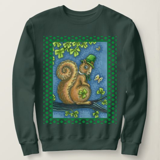 LEPRECHAUN IRISH SQUIRREL, ST. PATRICK'S DAY Lucky Sweatshirt (Design vorne)