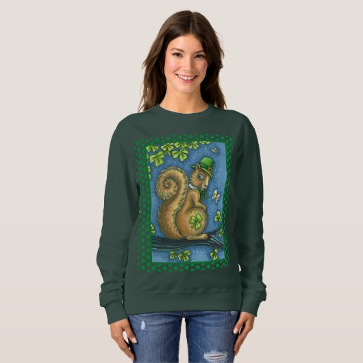 LEPRECHAUN IRISH SQUIRREL, ST. PATRICK'S DAY Lucky Sweatshirt (Vorne ganz)