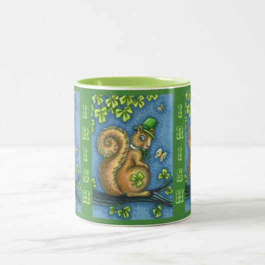 LEPRECHAUN IRISH SQUIRREL, ST. PATRICK'S DAY Lucky Zweifarbige Tasse (Mittel)