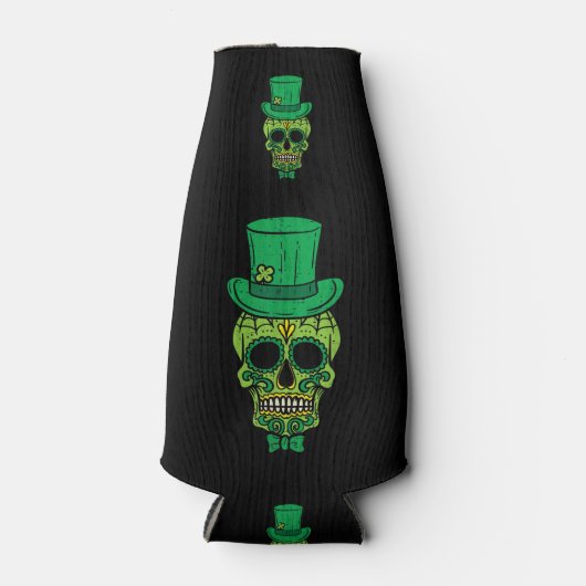 Leprechaun Irish Sugar Skull St Patricks Day Flaschenkühler (Vorderseite)