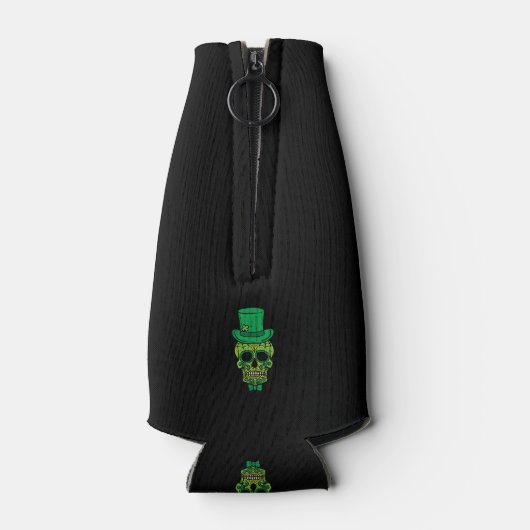 Leprechaun Irish Sugar Skull St Patricks Day Flaschenkühler (Rückseite)