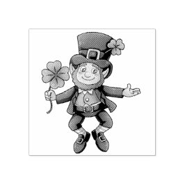Leprechaun Jumping St. Patrick's Day Wood Block Gummistempel