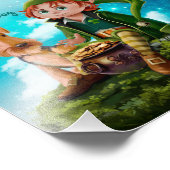 Leprechaun Junge, Irish Terrier und Topf aus Gold Fotodruck (Ecke)