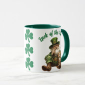 Leprechaun Katze mit Kleeblatt | Glück der Iren Tasse (VorderseiteRechts)